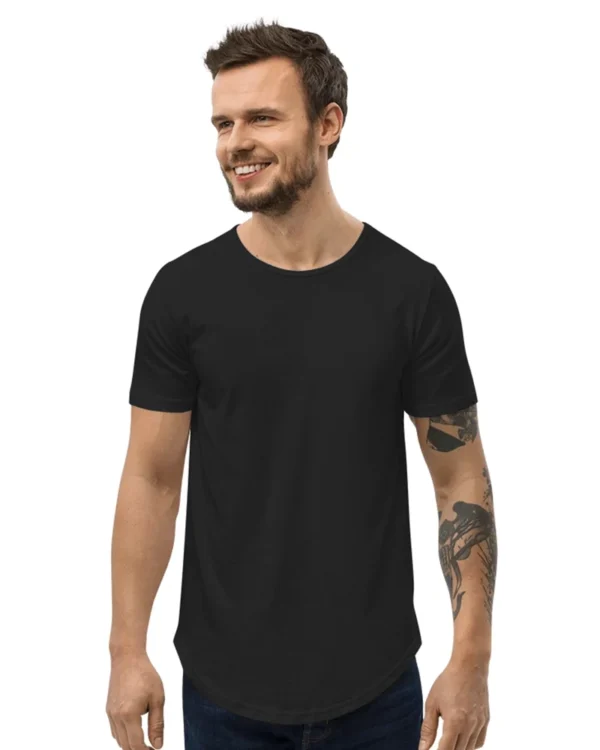 Black Longline Curved T-Shirt - Image 2
