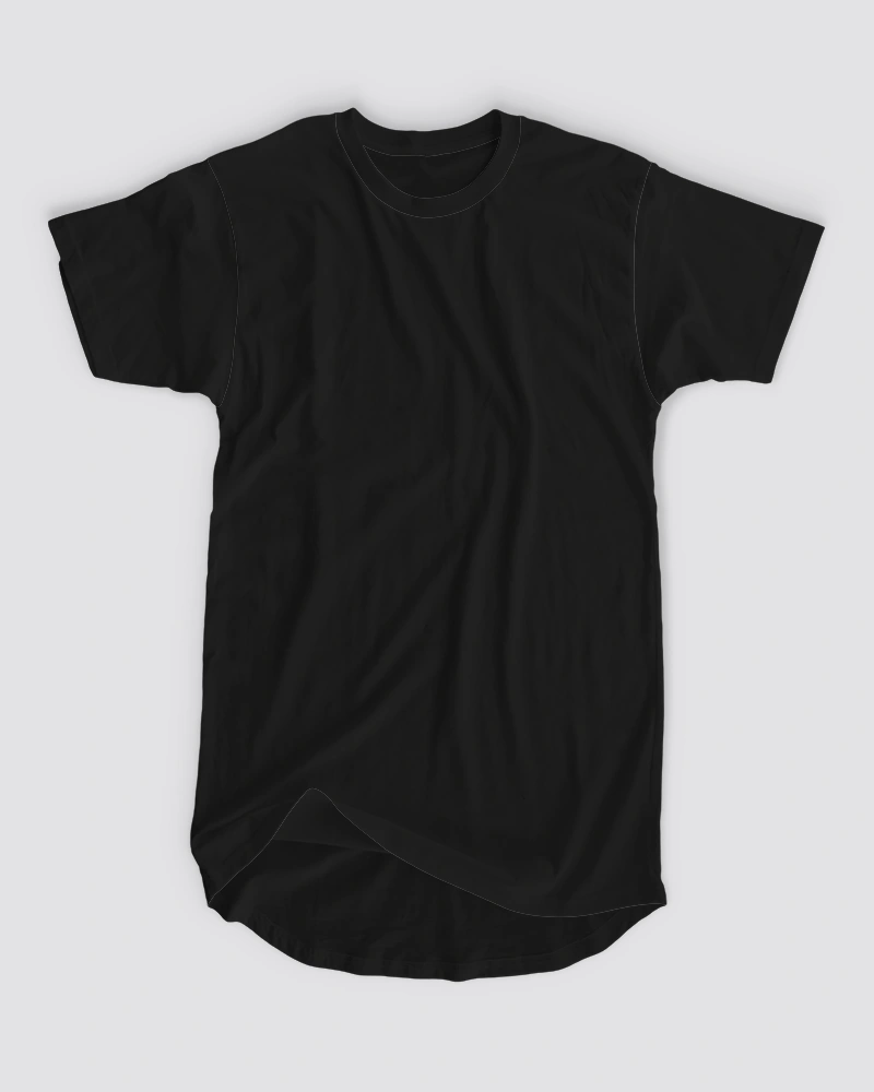 Black-front-men Black Longline Curved T-Shirt - Image 1