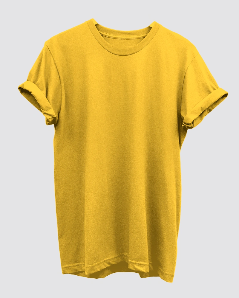 Golden Yellow Men T-Shirt Golden Yellow Plain T-Shirt for Men - Image 1