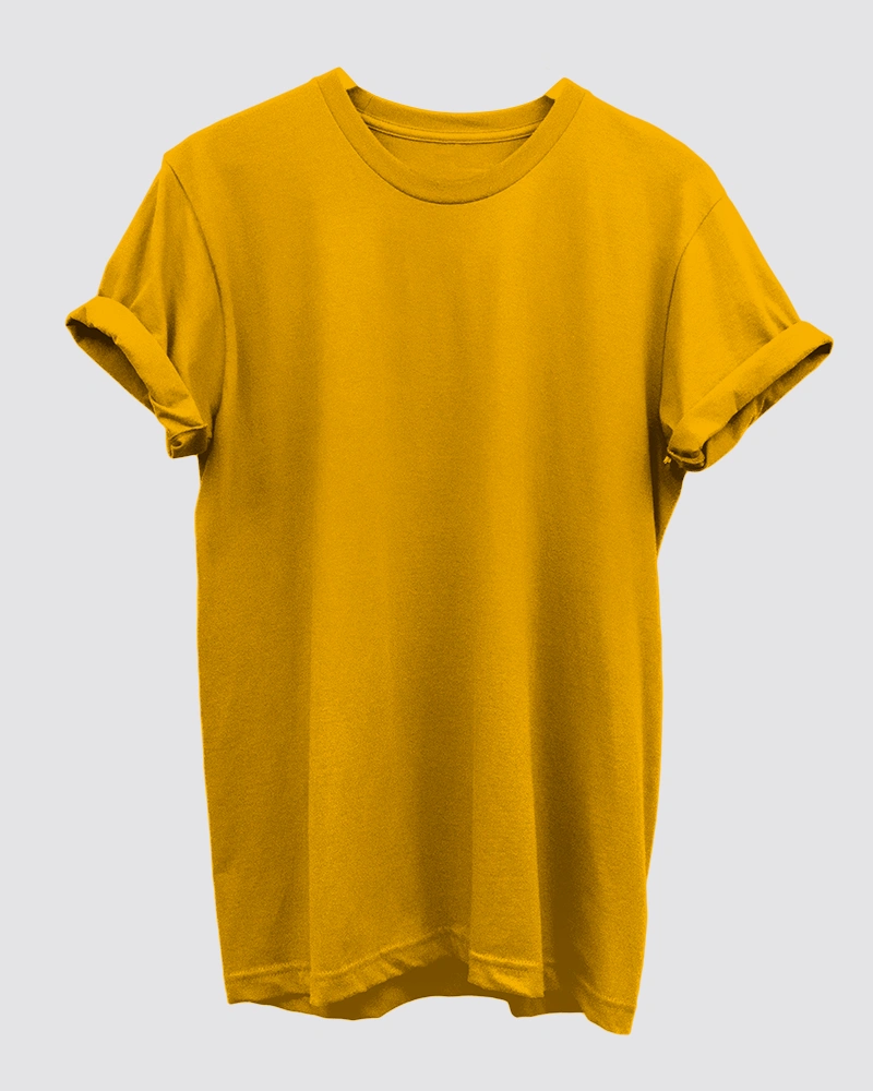 Mustard Yellow Men T-Shirt Mustard Yellow Plain T-Shirt for Men - Image 1