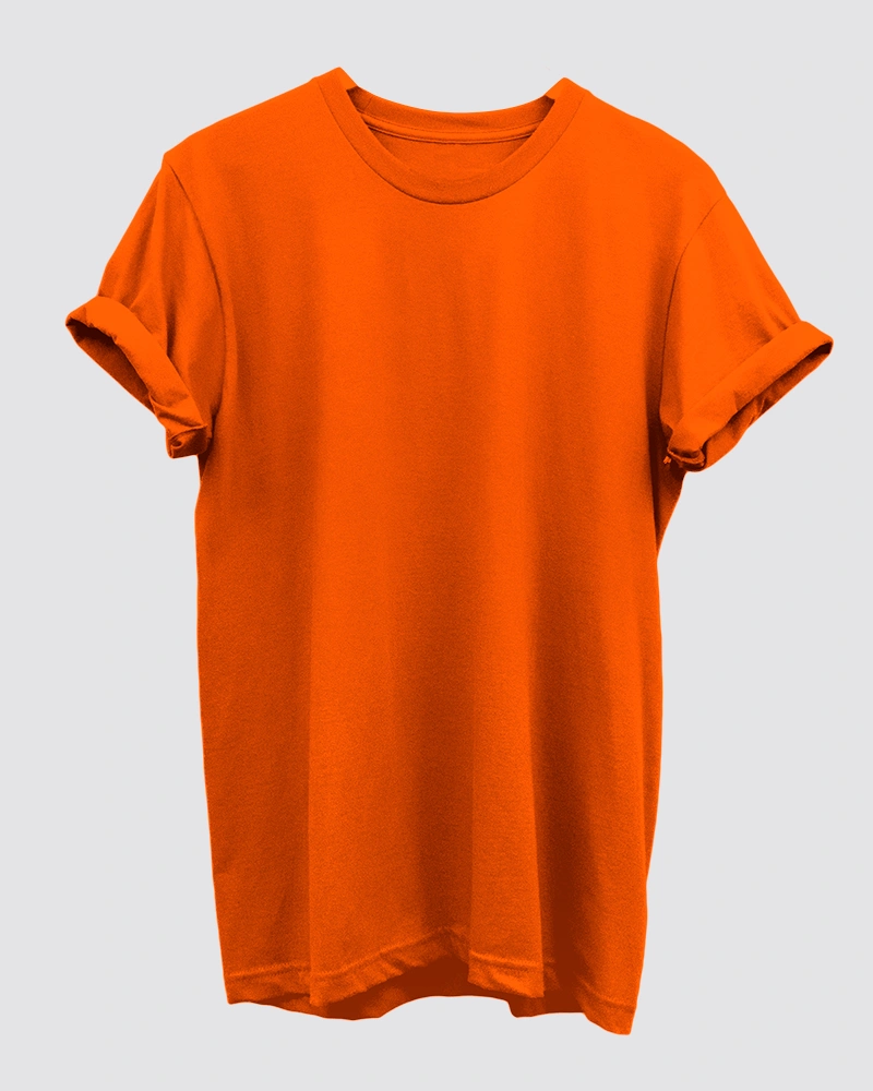 Orange Men T-Shirt Orange Plain T-Shirt for Men - Image 1