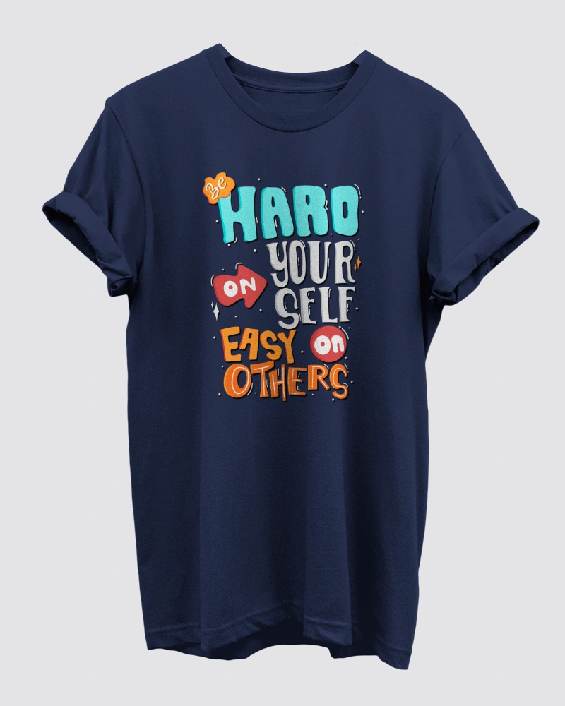 be-hard-navy-blue-tshirt Be Hard Navy Blue T-Shirt for Men - Image 1