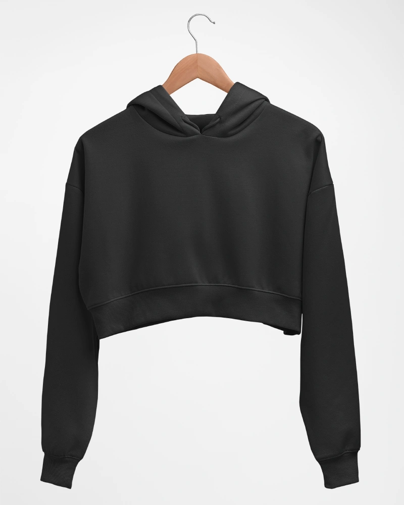 black-cropped-hoodie Black Crop Hoodie for Women - Image 1