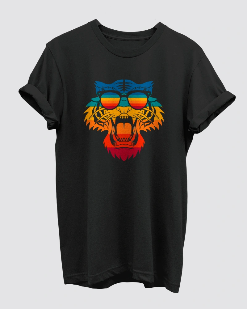 colorful-tiger Colorful Tiger Black T-Shirt for Men - Image 1