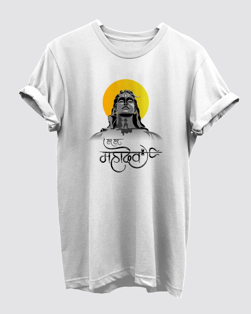 har-har-mahadev=white-tshirt-men Har Har Mahadev White T-Shirt for Men - Image 1
