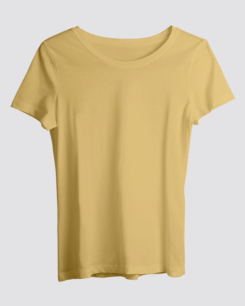 women-beige-tshirt Beige Plain T-Shirt for Women - Image 1