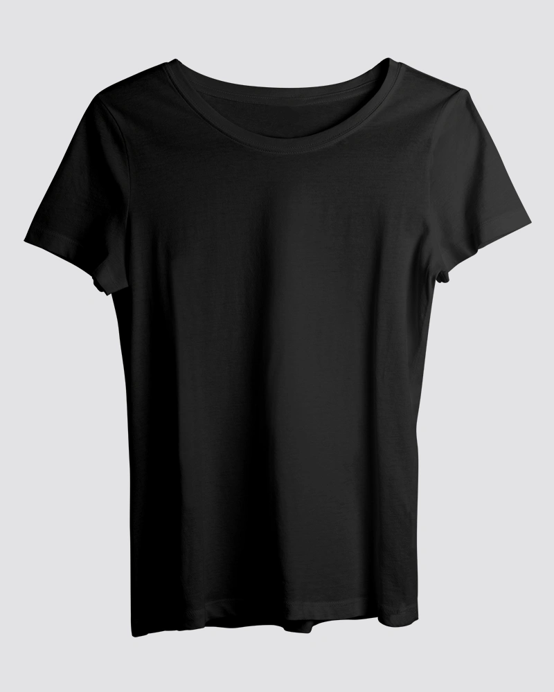 women-black-tshirt Black Plain T-Shirt for Women - Image 1