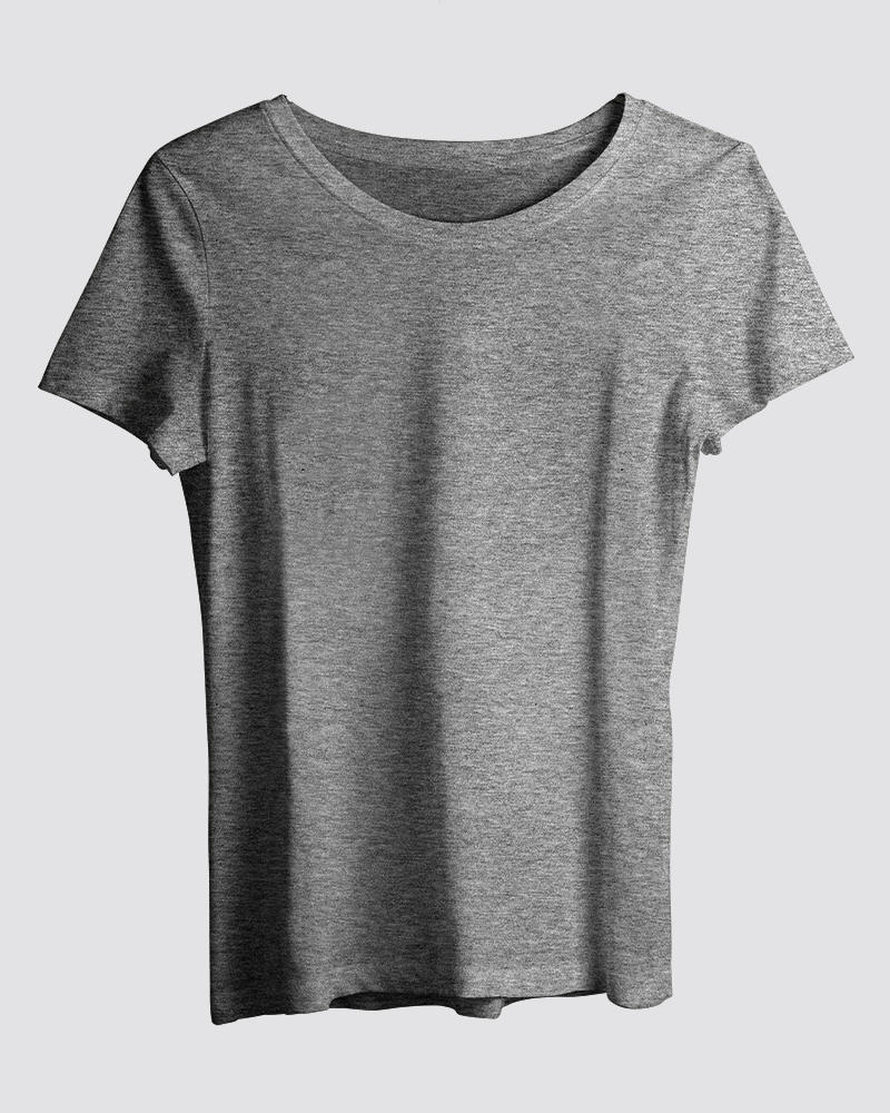 women-charcoal-melange Charcoal Melange Plain T-Shirt for Women - Image 1