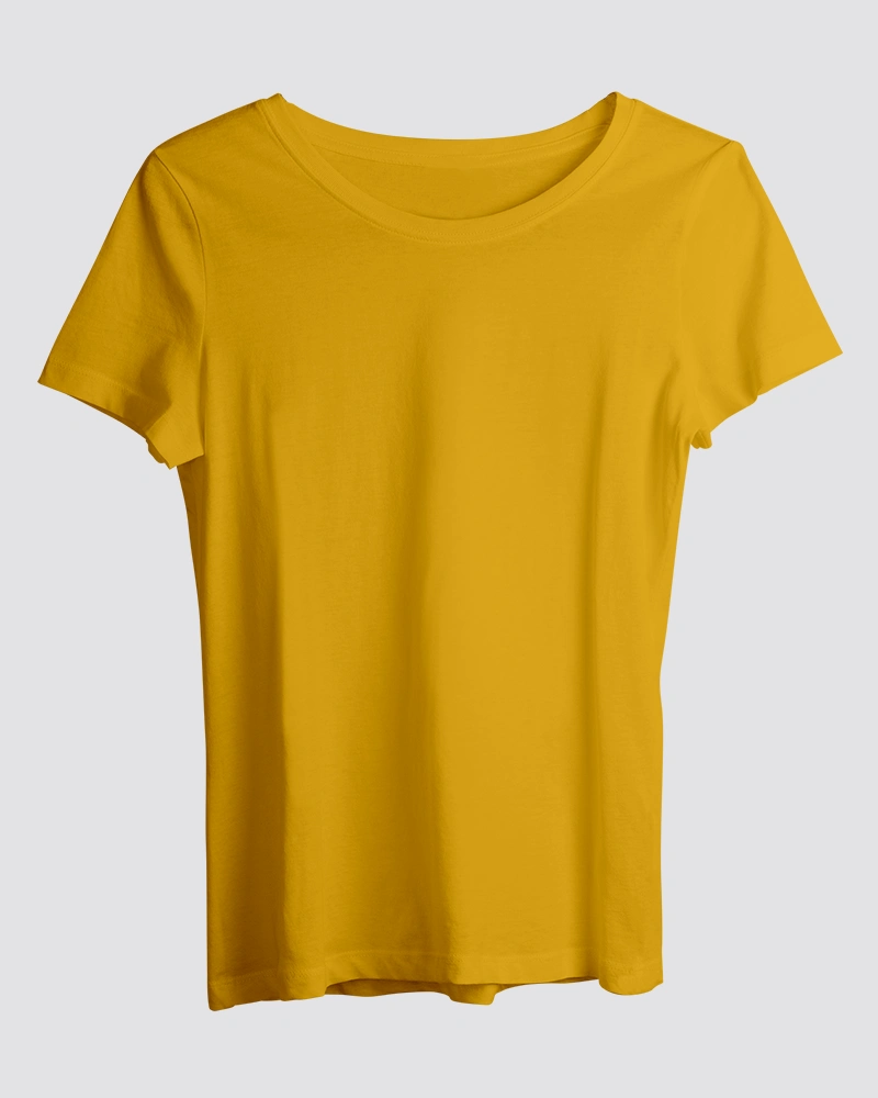 women-mustard-yellow Mustard Yellow Plain T-Shirt for Women - Image 1